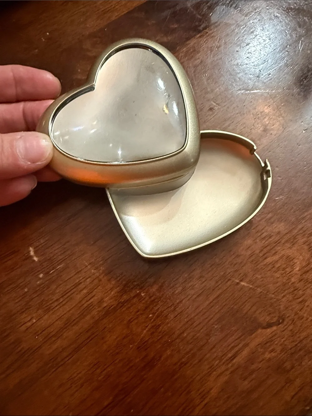Vintage Hallmark heart shaped gold tone trinket box